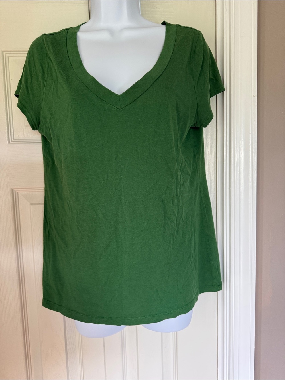 LOFT Olive Green V-Neck Short Sleeve Tee